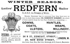 Advertisement for Redfern Ladies Tailor, 1890. Creator: Unknown