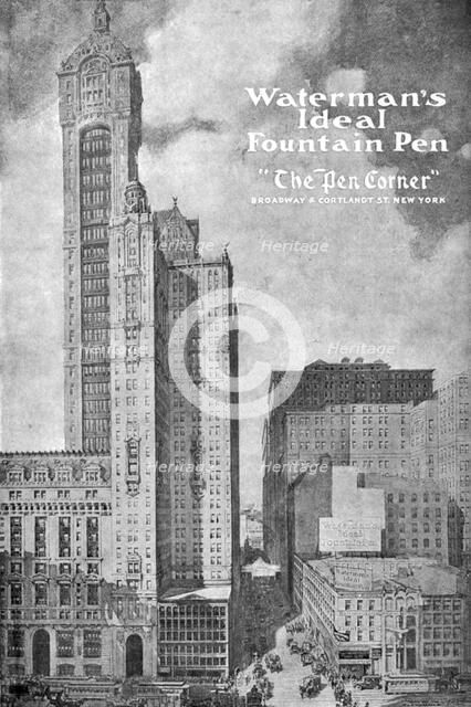 Advertisement for Waterman's Ideal Founain Pen, 1908-1909. Artist: Unknown