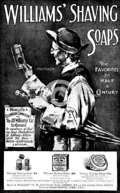 Advertisement for Williams' Shaving Soaps, 1898. Creator: Unknown.
