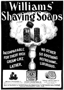 Advertisement for Williams Shaving Soaps, 1898. Creator: Unknown