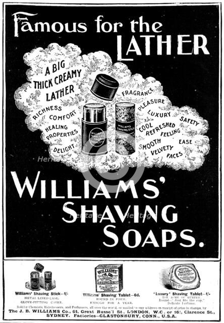 Advertisement for Williams' Shaving Soaps, 1898. Creator: Unknown.