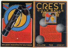 Advertisement for Wilson Crest golf balls, and golf bags, c1930s. Creator: Unknown