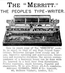 Advertisement for the "Merritt", the People’s Type-Writer, 1890. Creator: Unknown