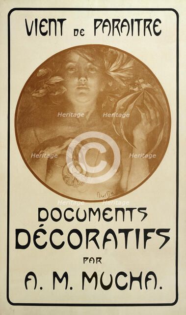Advertisement for the monograph Decorative Documents by Alphonse Mucha, 1902. Artist: Alphonse Mucha