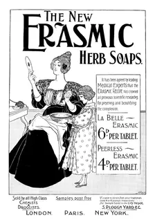 Advertisement for the new Erasmic Herb Soaps, 1898. Creator: Unknown