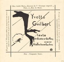 Advertisement for the Album Yvette Guilbert, 1894. Creator: Henri de Toulouse-Lautrec
