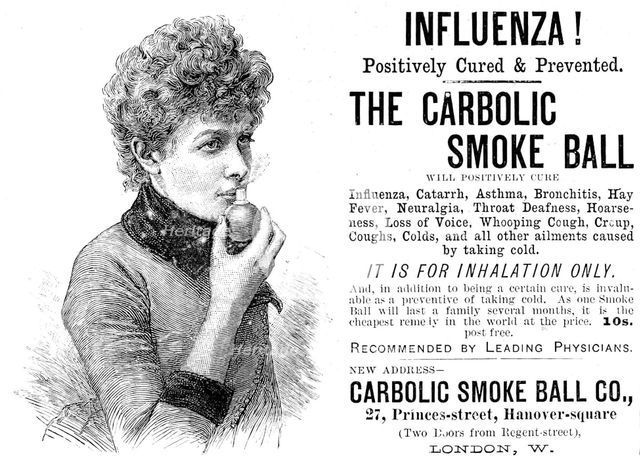 Advertisement for the Carbolic Smoke Ball, 1890. Creator: Unknown.