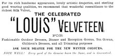 Advertisement for the Celebrated "Louis" Velveteen, 1890. Creator: Unknown
