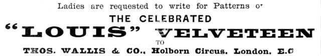 Advertisement for the Celebrated "Louis" Velveteen, 1890. Creator: Unknown.