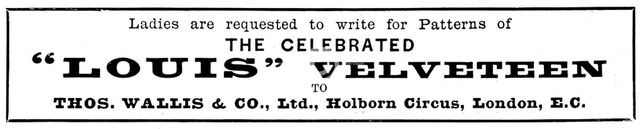 Advertisement for the Celebrated "Louis" Velveteen, 1895. Creator: Unknown.
