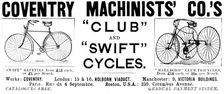Advertisement for the Coventry Machinists Co., 1890. Creator: Unknown