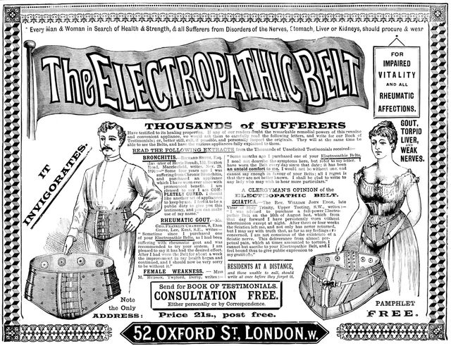 Advertisement for the Electropathic Belt, 1895. Creator: Unknown.