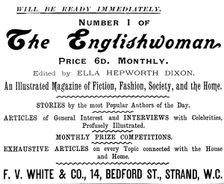 Advertisement for "The Englishwoman" magazine, 1895. Creator: Unknown