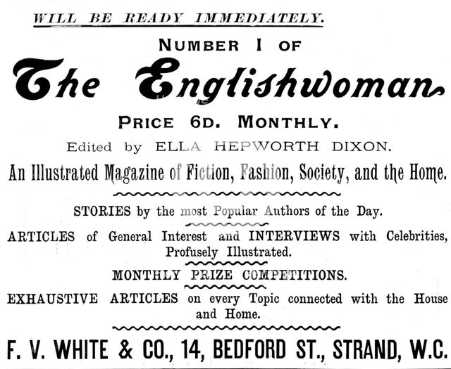Advertisement for "The Englishwoman" magazine, 1895. Creator: Unknown.