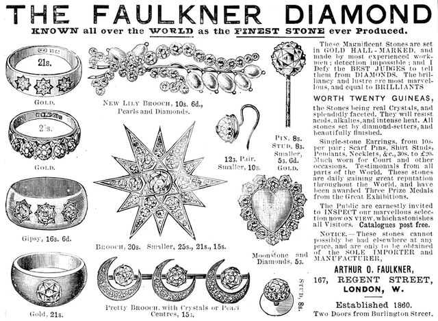 Advertisement for the Faulkner Diamond, 1890. Creator: Unknown.