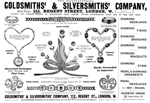 Advertisement for the Goldsmiths' & Silversmiths' Company, 1898. Creator: Unknown.