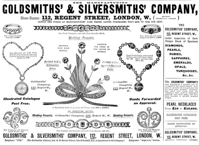 Advertisement for the Goldsmiths' & Silversmiths' Company, 1898. Creator: Unknown.