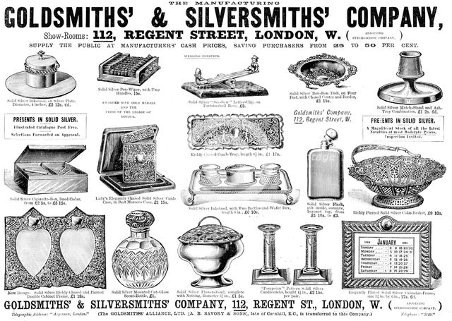 Advertisement for the Goldsmiths' & Silversmiths' Company, 1898. Creator: Unknown.