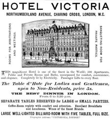 Advertisement for the Hotel Victoria, 1890. Creator: Unknown