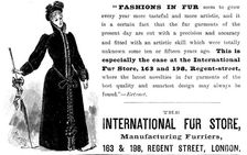 Advertisement for the International Fur Store, 1890. Creator: Unknown
