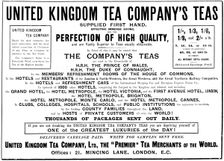 Advertisement for the United Kingdom Tea Company, 1895. Creator: Unknown