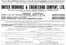 Advertisement for the United Ordnance & Engineering Company, Ltd., 1898. Creator: Unknown