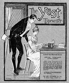 Advertisement for the Yost typewriter, 1901.Artist: Glover