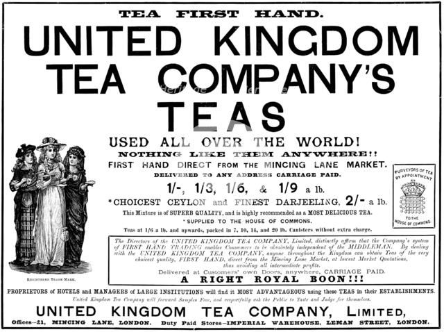 Advertisement for United Kingdom Tea Company, Limited, 1890. Creator: Unknown.