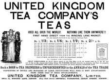 Advertisement for United Kingdom Tea Company’s Teas, 1890. Creator: Unknown