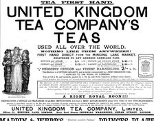 Advertisement for United Kingdom Tea Company’s Teas, 1890. Creator: Unknown
