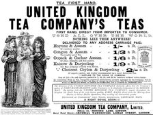 Advertisement for United Kingdom Tea Company’s Teas, 1890. Creator: Unknown