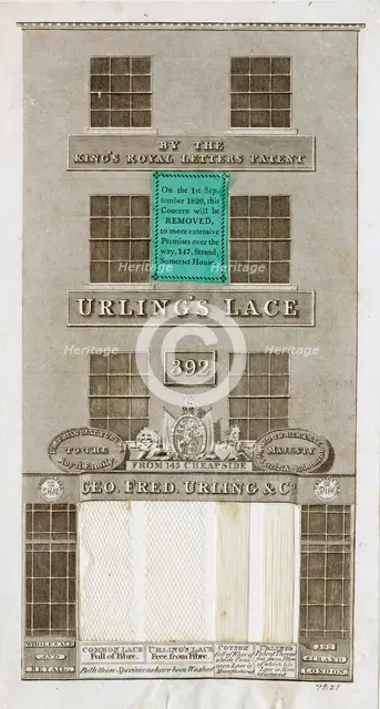 Advertisement for Urling's Lace, London, 1820. Artist: Unknown.