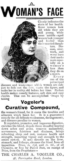 Advertisement for Vogeler's Curative Compound, 1895. Creator: Unknown.