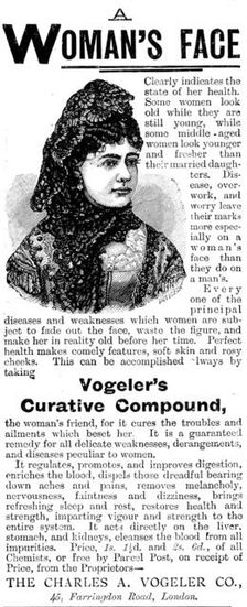 Advertisement for Vogeler's Curative Compound, 1895. Creator: Unknown