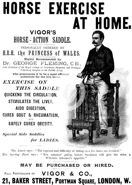 Advertisement for Vigor's Horse-Action Saddle, 1895. Creator: Unknown.