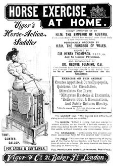 Advertisement for Vigor's Horse-Action Saddle, 1895. Creator: Unknown