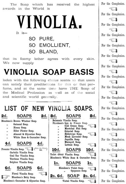 Advertisement for Vinolia Soap, 1895. Creator: Unknown.