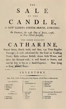 Advertisement of Sale by Candle at Lloyd's, 1796 (1928)