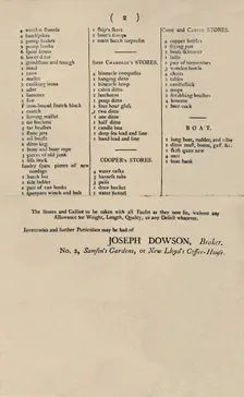 Advertisement of Sale by Candle at Lloyd's, 1796 (1928)