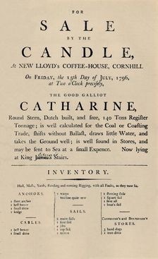 Advertisement of Sale by Candle at Lloyd's, 1796 (1928)