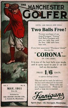 Advertisement on the cover of "The Manchester Golfer", British, May 1911. Creator: Unknown