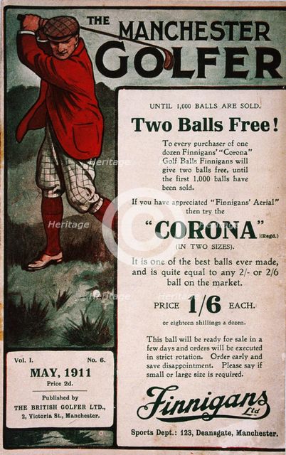 Advertisement on the cover of "The Manchester Golfer", British, May 1911. Creator: Unknown.