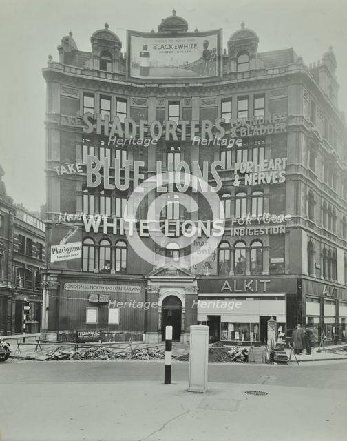 Advertisements at Cambridge Circus, Westminster, London, 1945. Artist: Unknown.