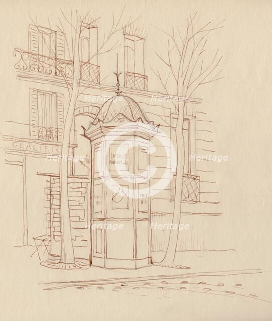 Advertising column, Paris, France, 1951. Creator: Shirley Markham.