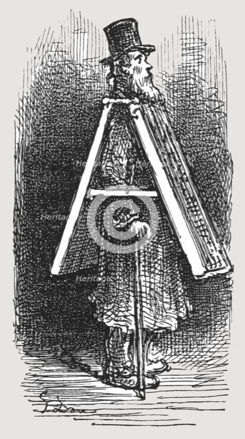 'Advertising Board - Man', 1872.  Creator: Gustave Doré.