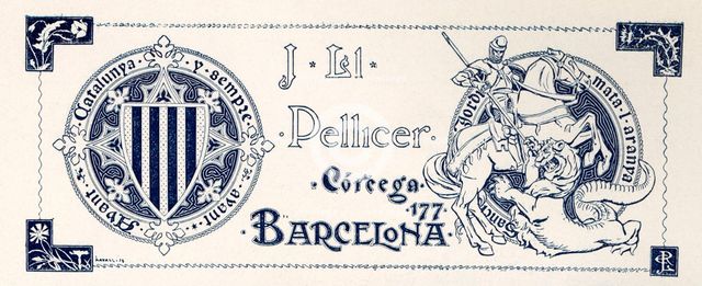 Advertising J. Ll. Pellicer, engraver. Barcelona, 1900.