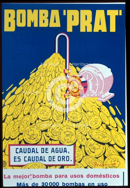Advertising of 'Bomba Prat', water pump for domestic use, made in Badalona, 1929. Creator: Furnells, Joan (1870-1929).