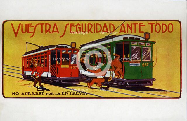 Advertising postcard published by the Compañía de Tranvías de Barcelona during the 1929 Internati…