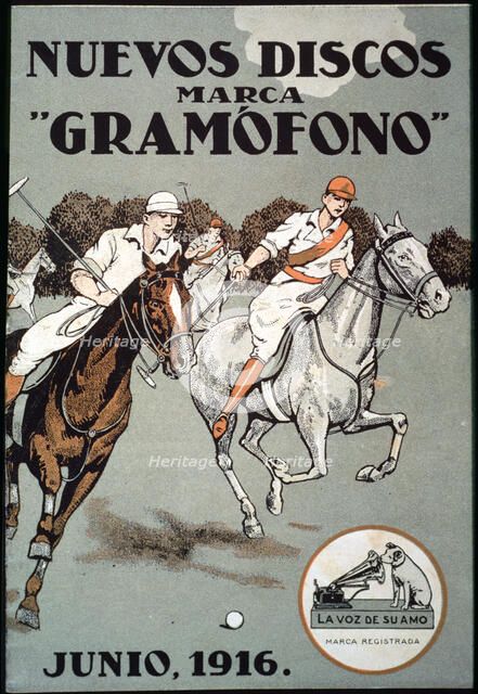 Advertising poster of 'La voz de su amo', cover of the catalog of new disk releases. June, 1916.