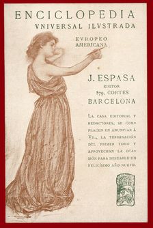 Advertising poster of the Universal Encyclopedia Espasa 1902, work by Ramon Casas